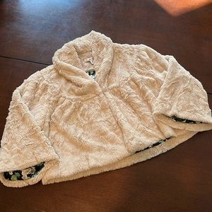 Cabi women’s XS Alpine shrug cropped ivory floral lined jacket